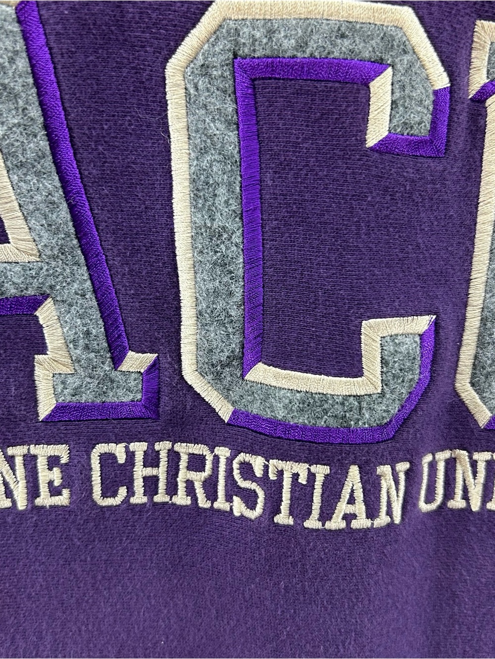 Vtg ACU Abilene Christian Univ Purple Crewneck Sweatshirt XL Pro Weave MV Sport - Picture 5 of 11